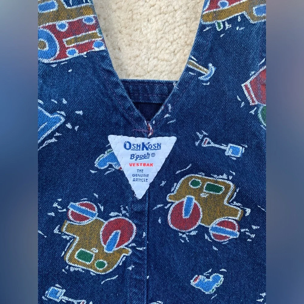 Vintage Oshkosh Size 3T Construction Denim Shorts Overalls - Picture 9 of 12